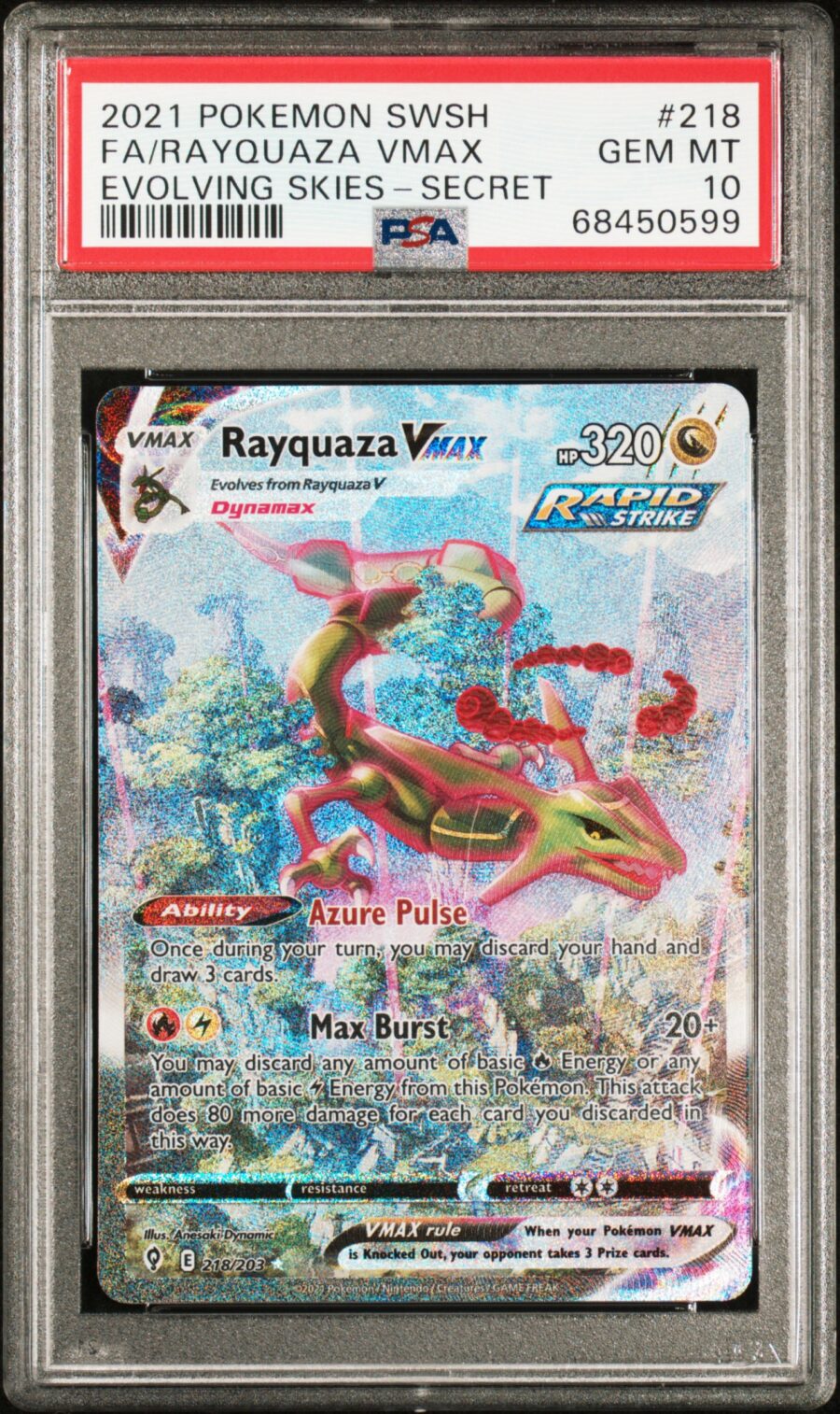 Rayquaza VMAX (Alternate Art Secret): Evolving Skies [PSA 10]