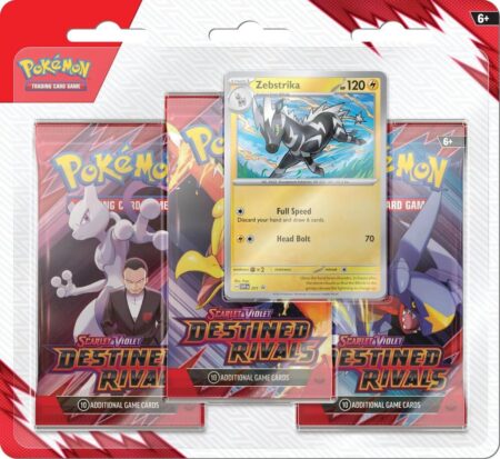Pokémon TCG: Destined Rivals 3-Pack Blister – Promo Zebstrika